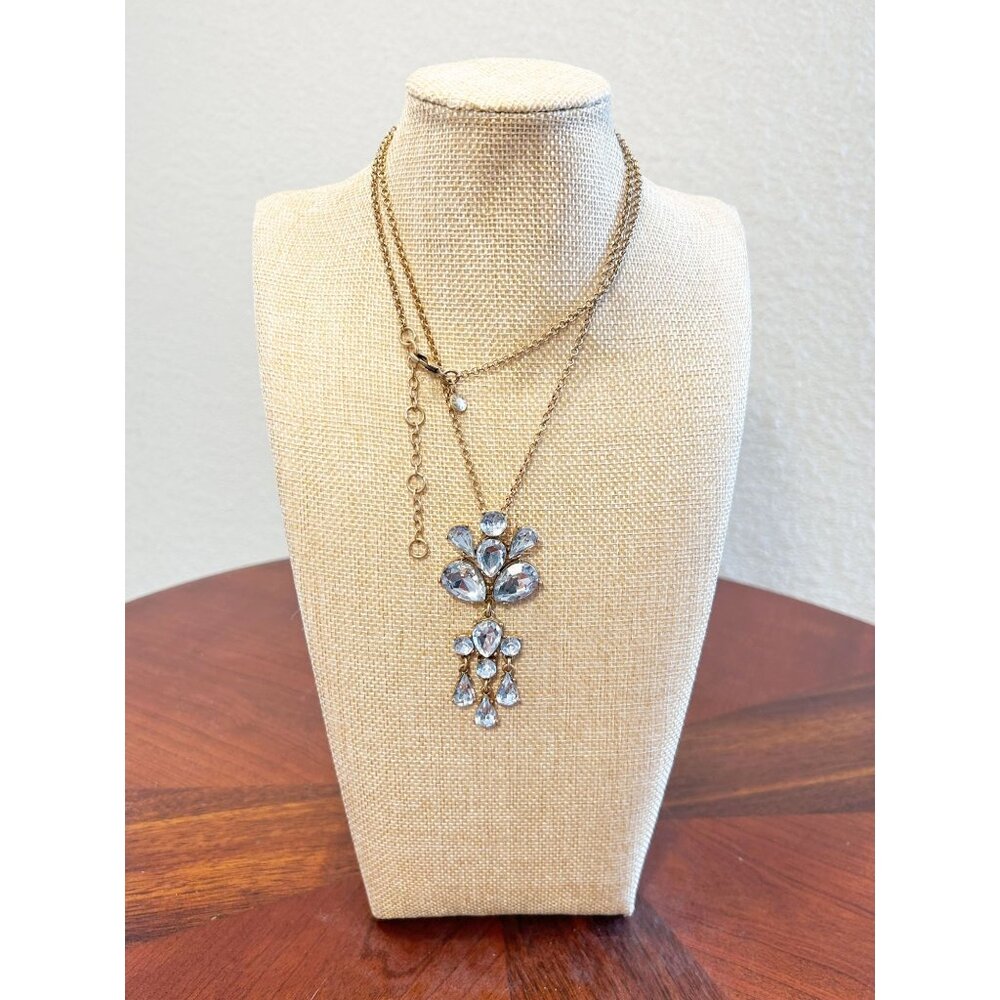 J. Crew Teardrop Round Rhinestone Pendant Necklace